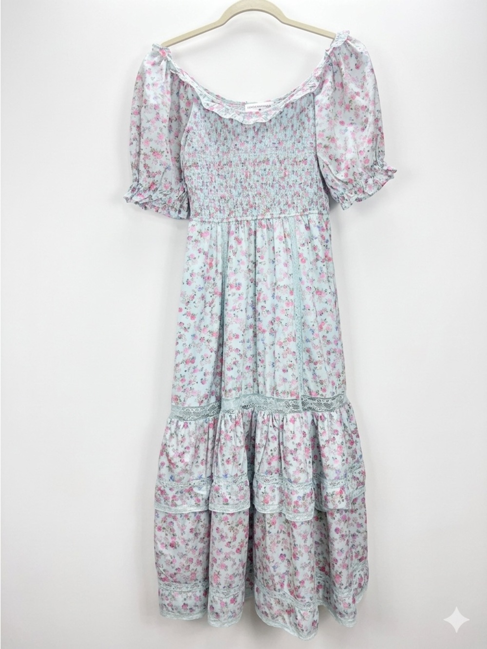 LoveShackFancy Target Floral Tiered Milkmaid Puff Sleeve Maxi Dress XS